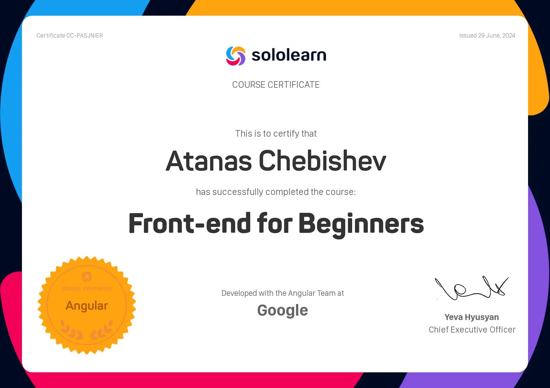 Sololearn Front-end for Beginners